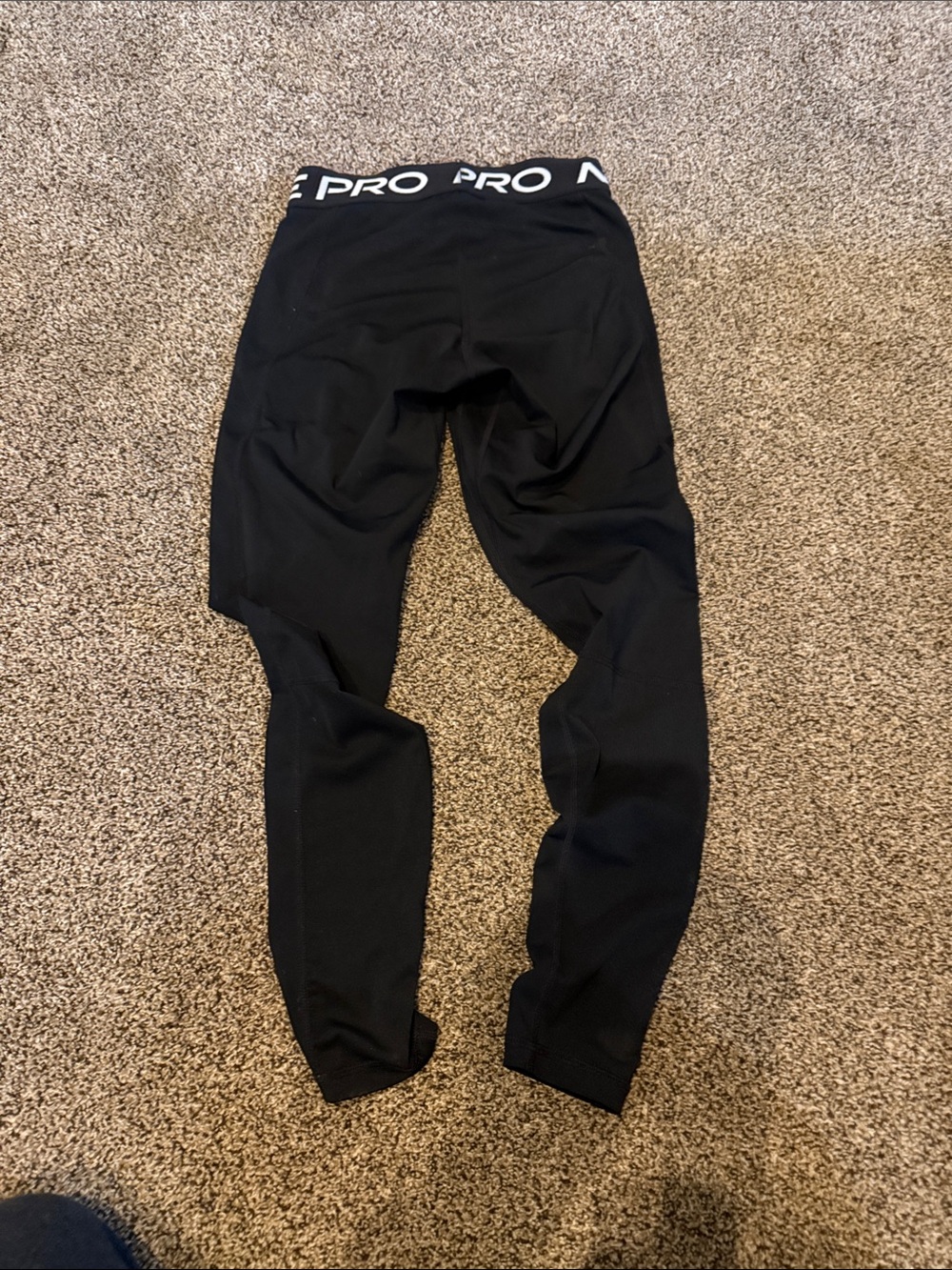Nike Youth Black Performance Leggings with White Logo - Picture 3 of 3